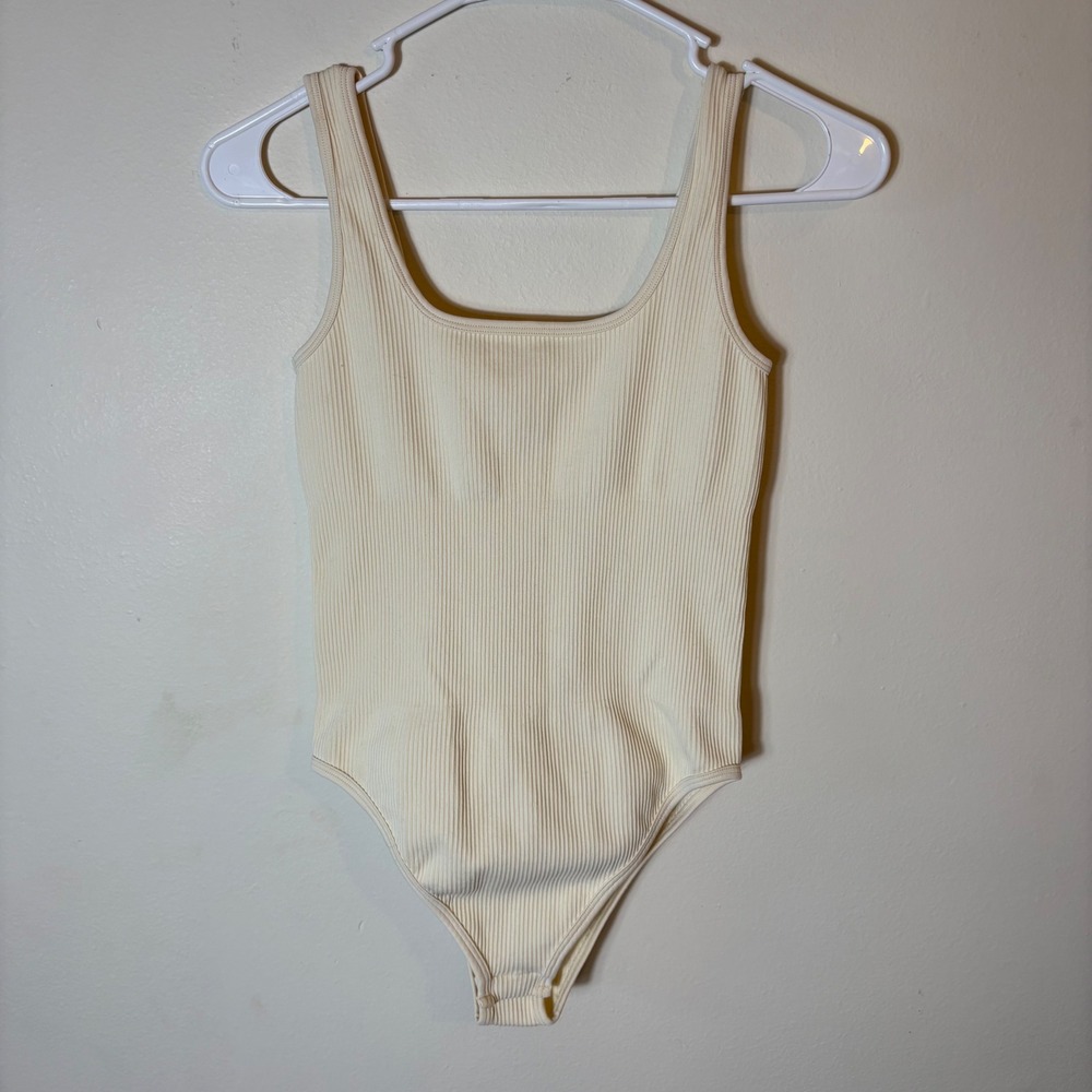 OQQ Ribbed Bodysuit Bundle of 3 Size Small Neutral Colors Cream Brown Black